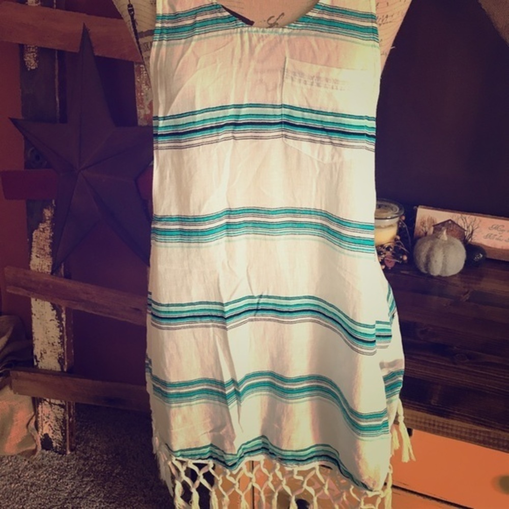 Victoria's Secret Fringe Striped Beach Cover Up XS